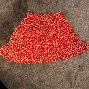 Red Floral Skirt
